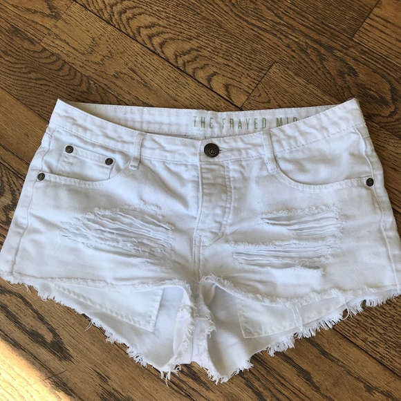 mid rise white shorts